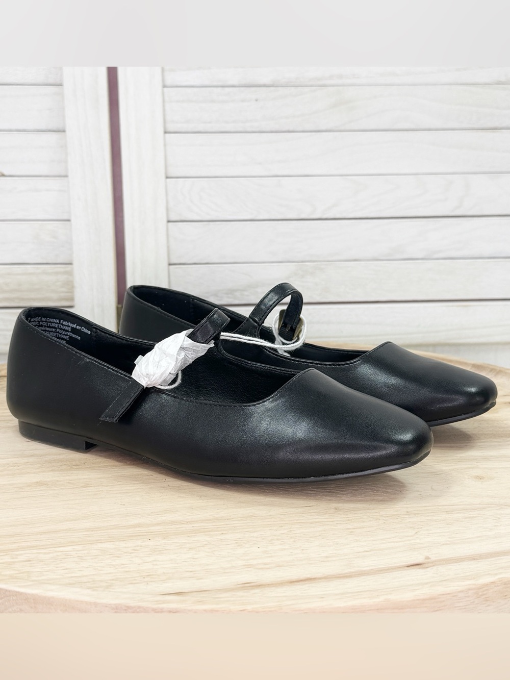 American Eagle Black Mary Jane Ballet Flats Faux Leather Size 7